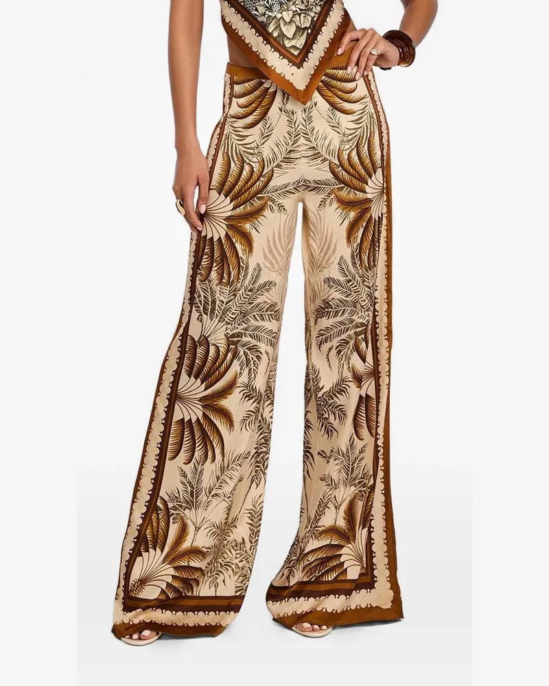 Retrofête Sunny palm-print palazzo pants - Nude Nude