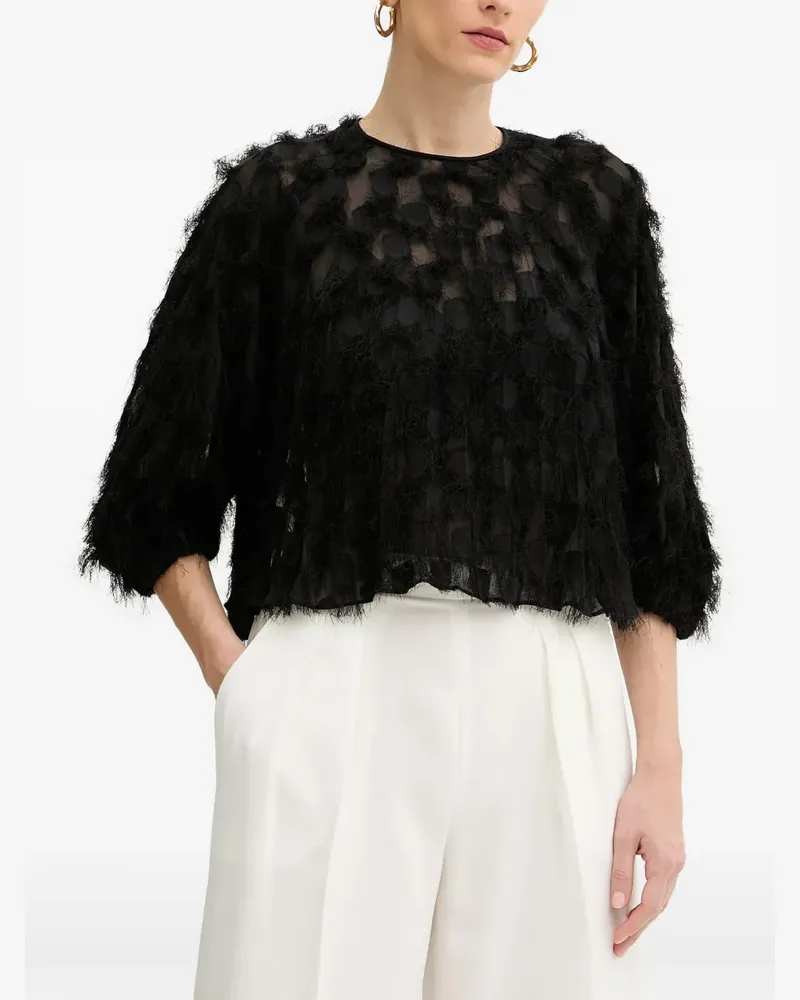 HUGO BOSS Baima feather-embellished blouse - Schwarz Schwarz