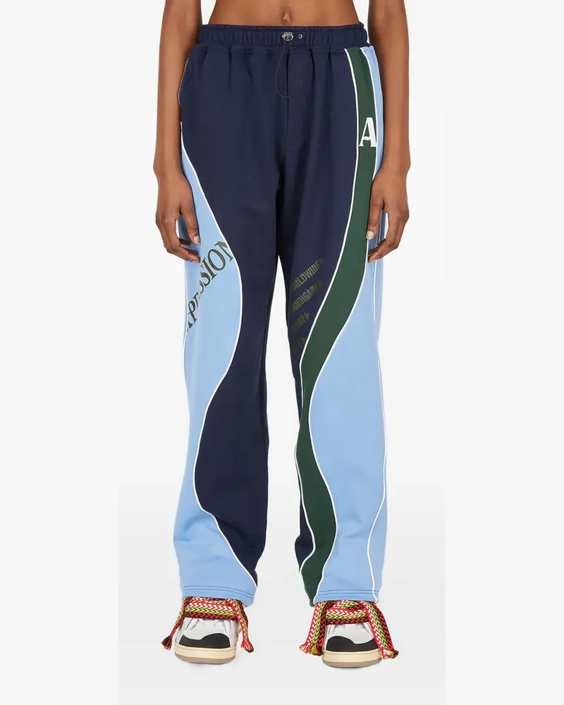 AHLUWALIA Femi Jogginghose mit Wellenmuster - Blau Blau