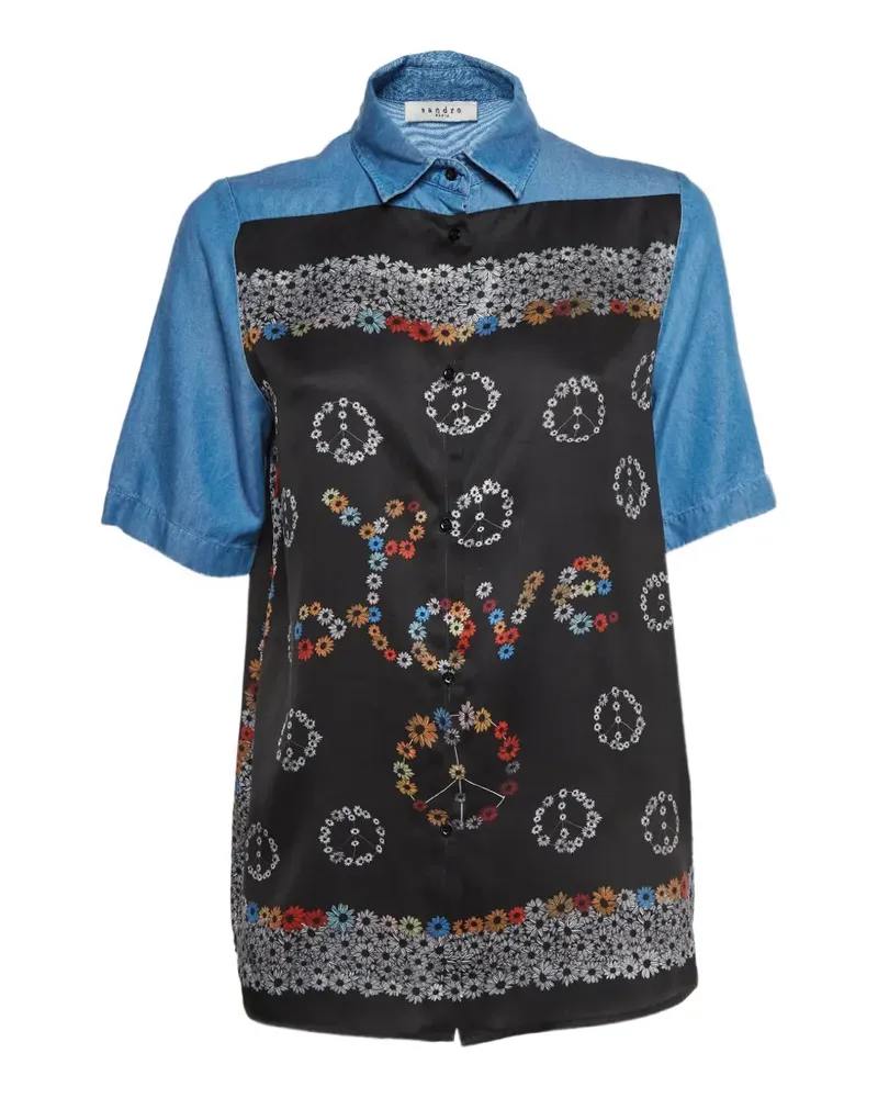 Sandro printed chambray shirt - Schwarz Schwarz