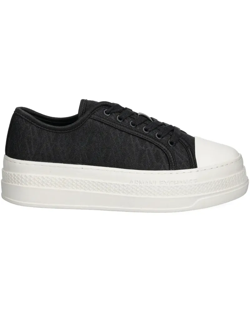 Armani Exchange logo-pattern platform sneakers - Schwarz Schwarz
