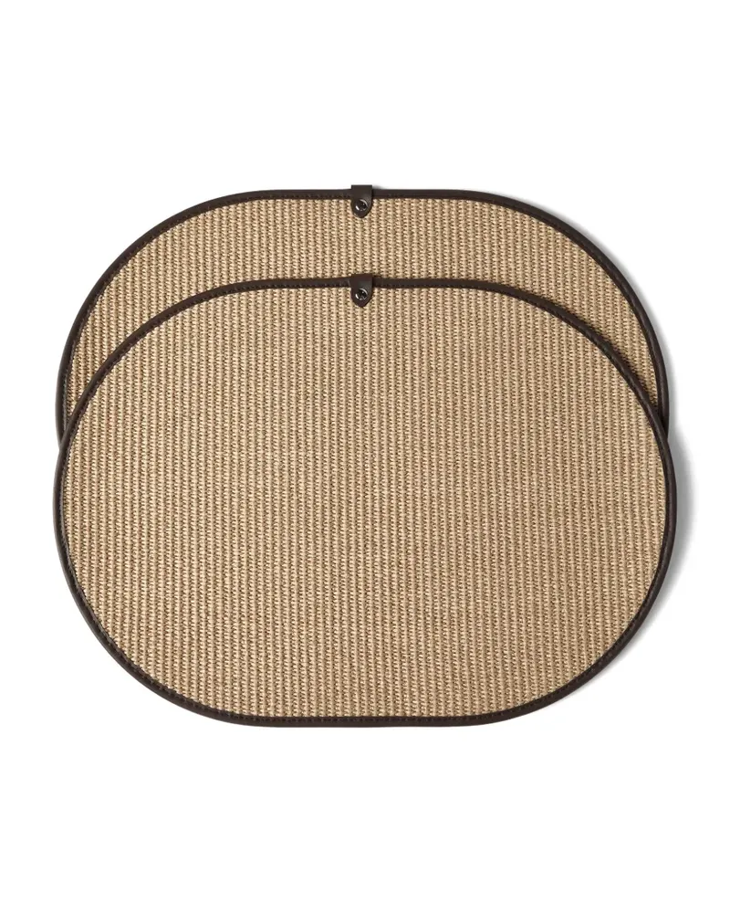 Brunello Cucinelli 2-teiliges Tischsets-Set aus Techno-Baumwolle und Leder - Nude Nude