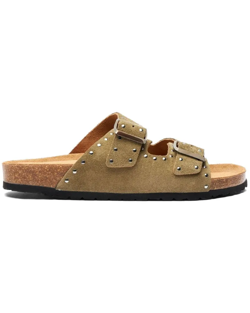 Scarosso Hopi Wildledersandalen mit Nieten - Grün Grün