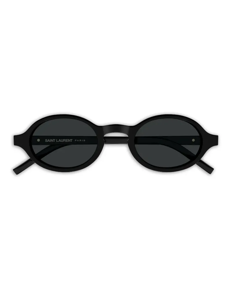 Saint Laurent YSL-plaque oval-frame sunglasses - Schwarz Schwarz