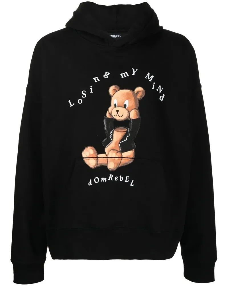 DOMREBEL Hoodie mit Slogan-Print - Schwarz Schwarz