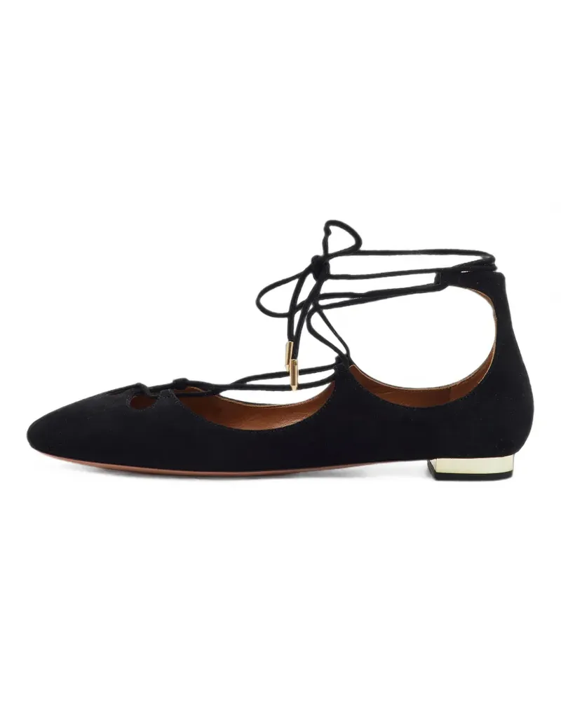 Aquazzura Christy Ballerinas mit Knöchelriemen - Schwarz Schwarz