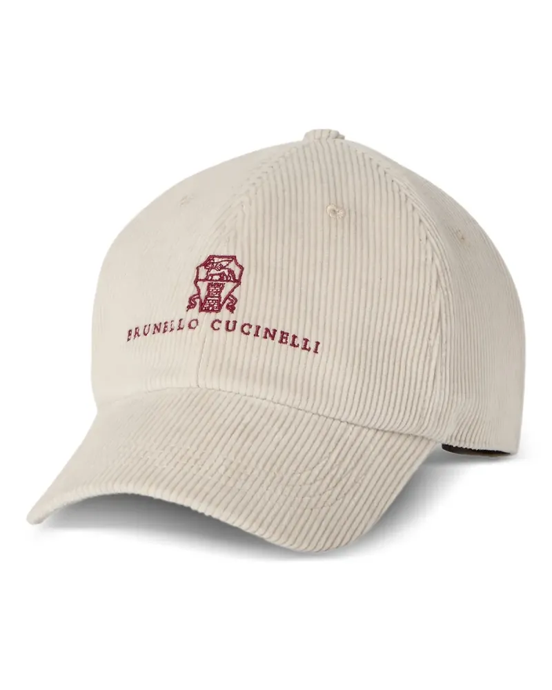 Brunello Cucinelli Comfort Baseballkappe aus Baumwoll- und Kaschmircord mit gesticktem Logo - Nude Nude