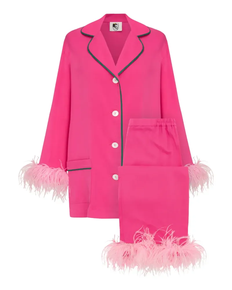 SLEEPER Party Pyjama mit Federbesatz - Rosa Rosa