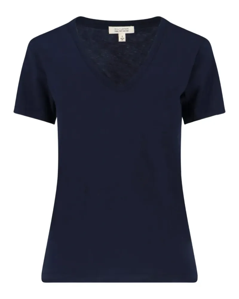 Nili Lotan Carol T-Shirt mit V-Ausschnitt - Blau Blau