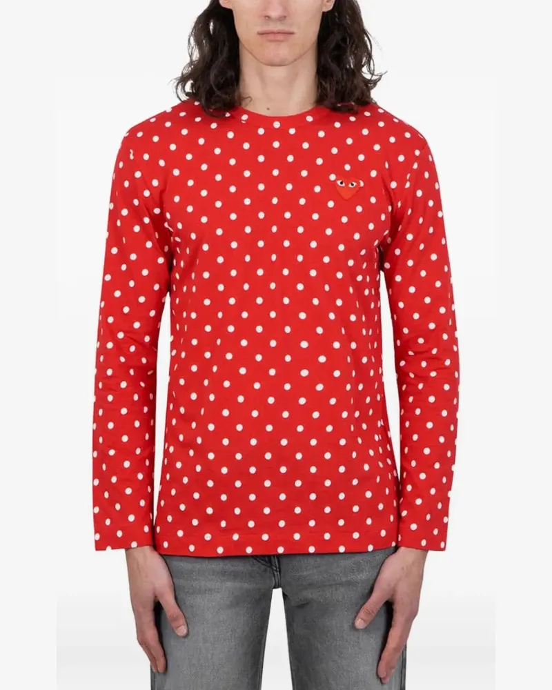 Comme des Garçons Langarmshirt mit Polka Dots - Rot Rot