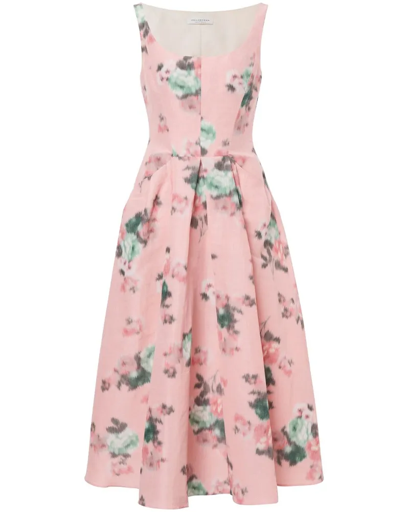 Philosophy Di Lorenzo Serafini Midikleid mit Blumenmuster - Rosa Rosa