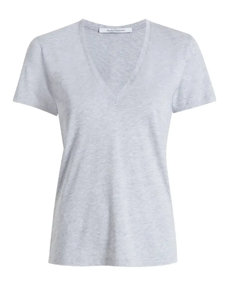 Another Tomorrow T-Shirt mit V-Ausschnitt - Grau Grau