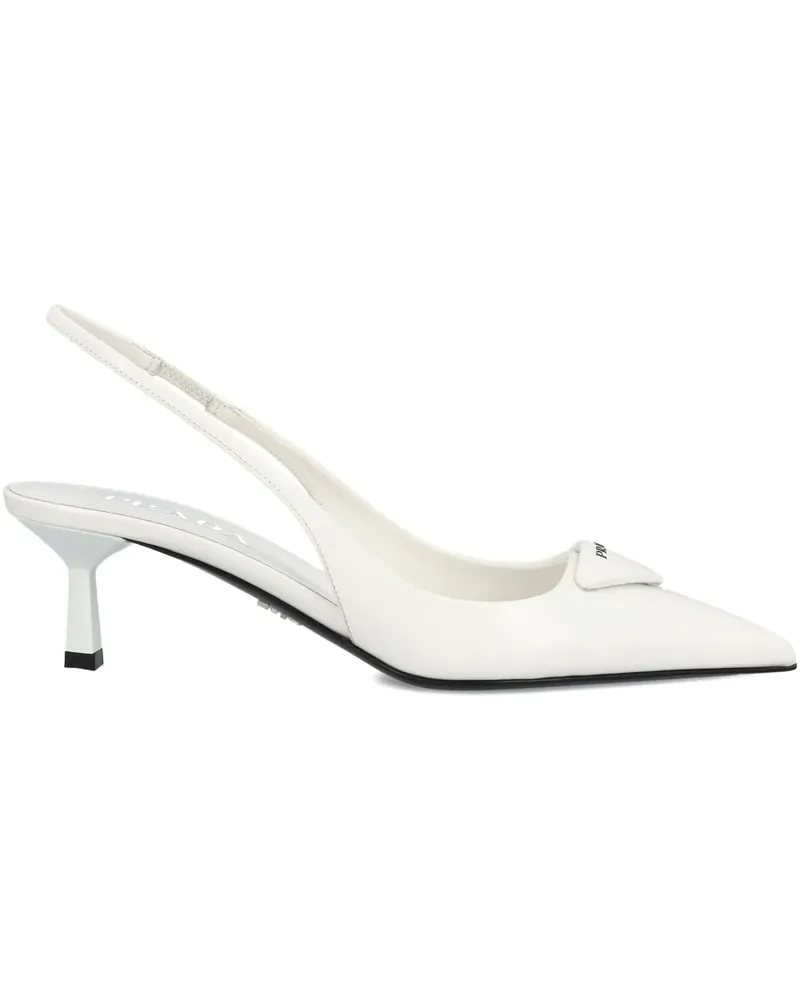 Prada Spitze Pumps mit Triangel-Logo 75mm - Weiß Weiß