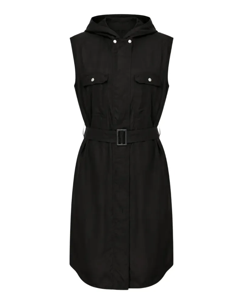 Rick Owens belted hooded sleeveless coat - Schwarz Schwarz