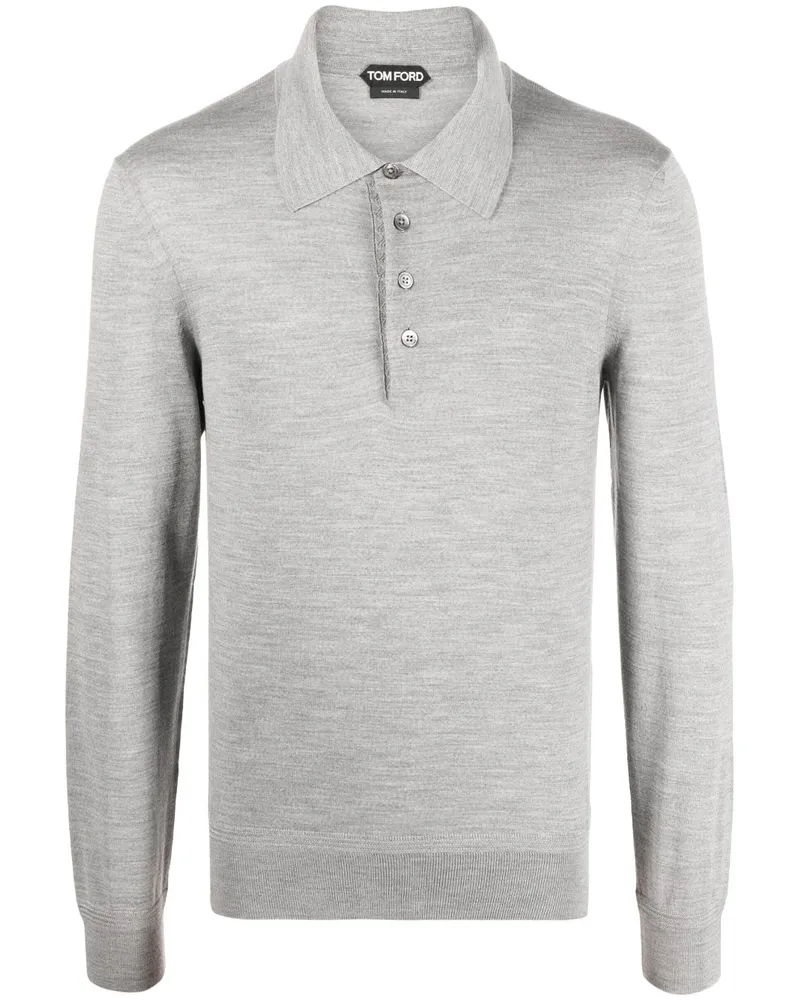 Tom Ford Langärmeliges Poloshirt - Grau Grau