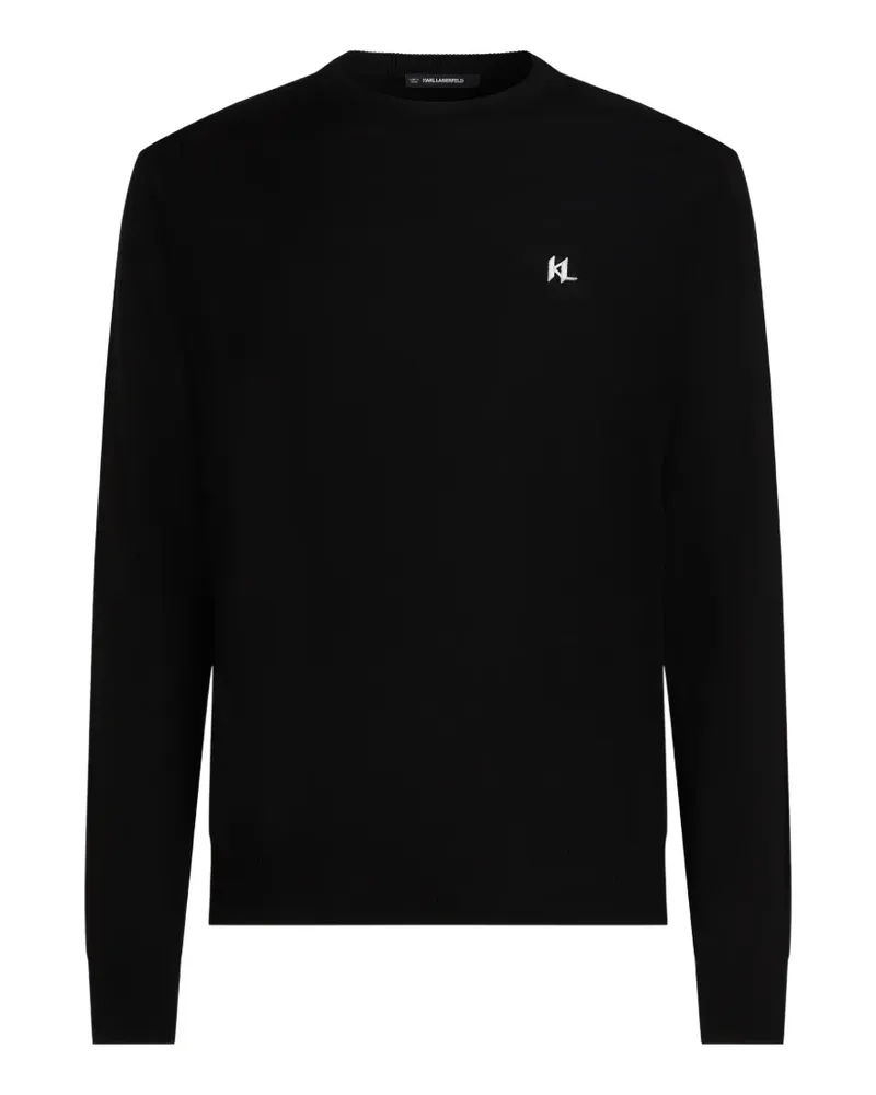 Karl Lagerfeld logo-embroidered merino sweater - Schwarz Schwarz