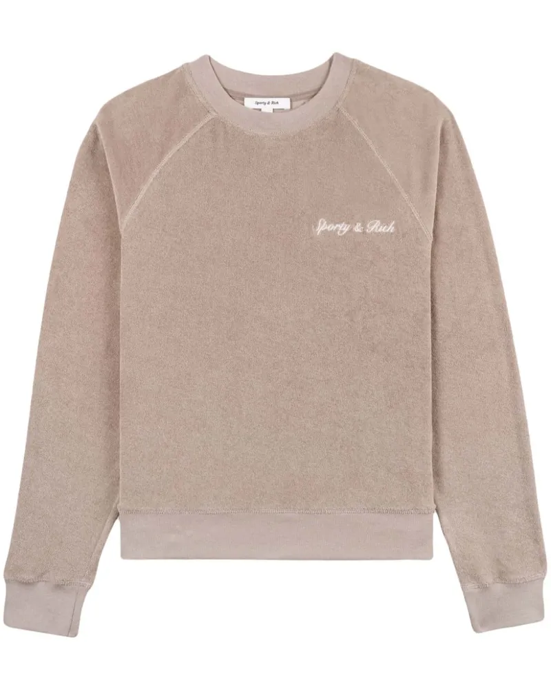 SPORTY & RICH Syracuse T-Shirt mit Logo-Stickerei - Nude Nude