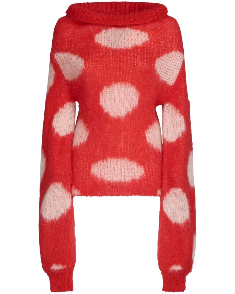 Marni Intarsien-Pullover mit Polka Dots - Rot Rot