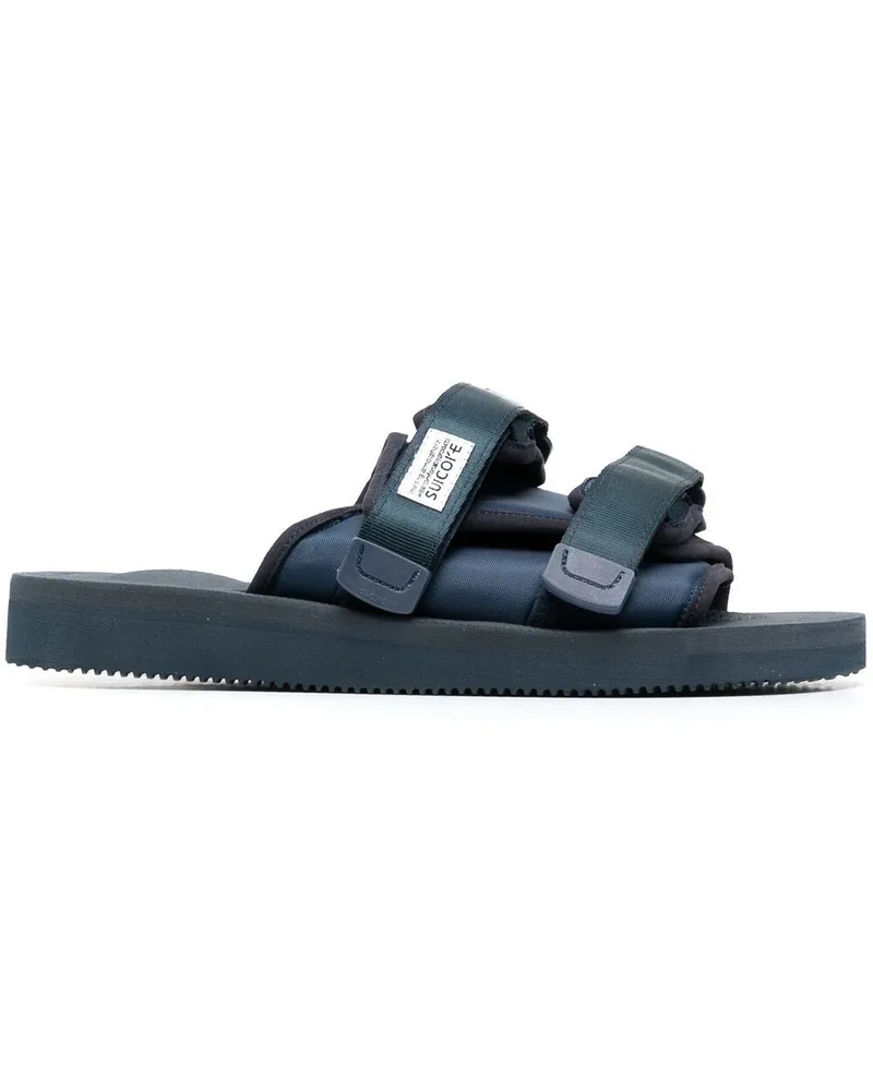 SUICOKE Moto Pantoletten mit Klettverschluss - Blau Blau