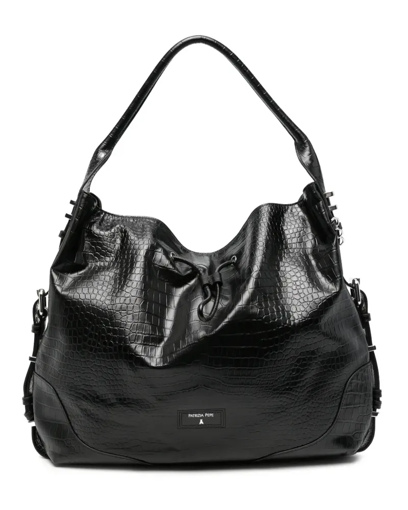 Patrizia Pepe croc-effect buckled shoulder bag - Schwarz Schwarz