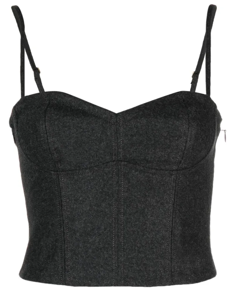 forte_forte Cropped-Top mit Bustier-Ausschnitt Grau