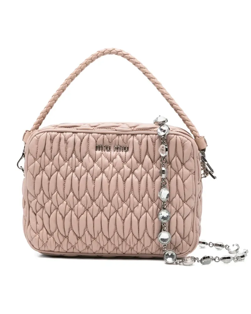 Miu Miu Matelasse Crystal Schultertasche - Nude Nude