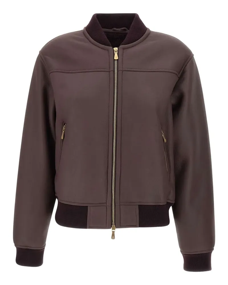 Eleventy Bomberjacke aus Schafsleder - Braun Braun