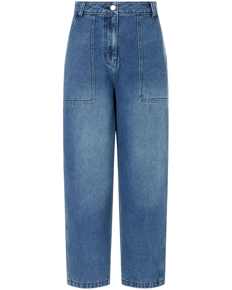 STUDIO TOMBOY Wide-Leg-Jeans mit Logo-Patch - Blau Blau