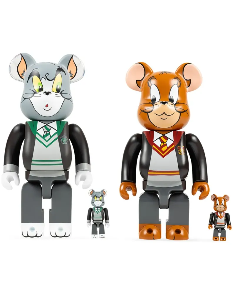 Medicom Toy x Warner Brothers Tom and Jerry in Hogwarts House Robes 100% und 400% vierteiliges Figuren-Set - Schwarz Schwarz