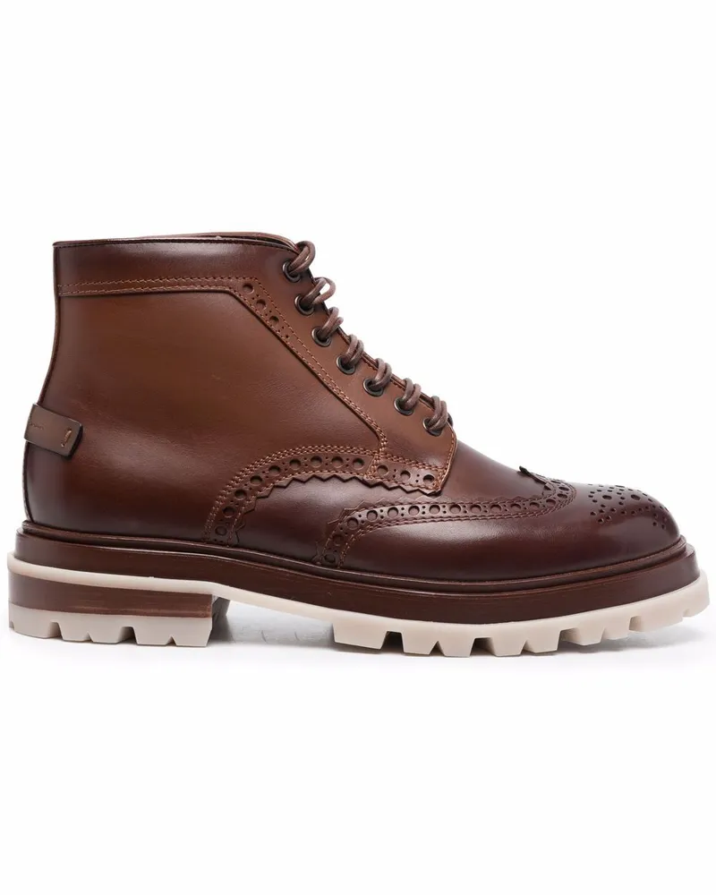 Santoni Polacco Stiefel mit Budapestermuster - Braun Braun