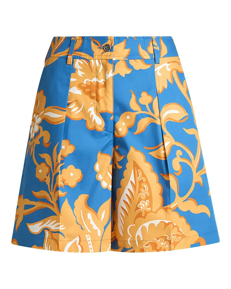 Etro floral-print pleated shorts - Blau Blau