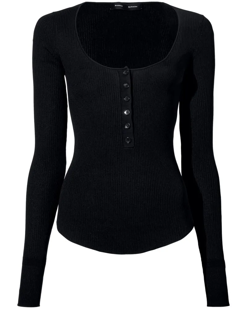 Proenza Schouler Boyd Henley-Oberteil Schwarz