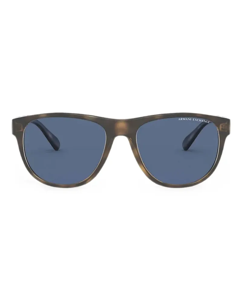 Armani Exchange tortoiseshell-effect round-frame sunglasses - Braun Braun