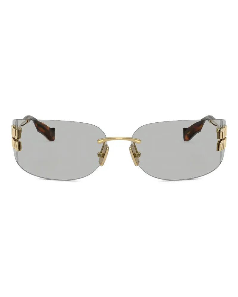 Miu Miu Sonnenbrille mit Logo-Schild - Gold Gold
