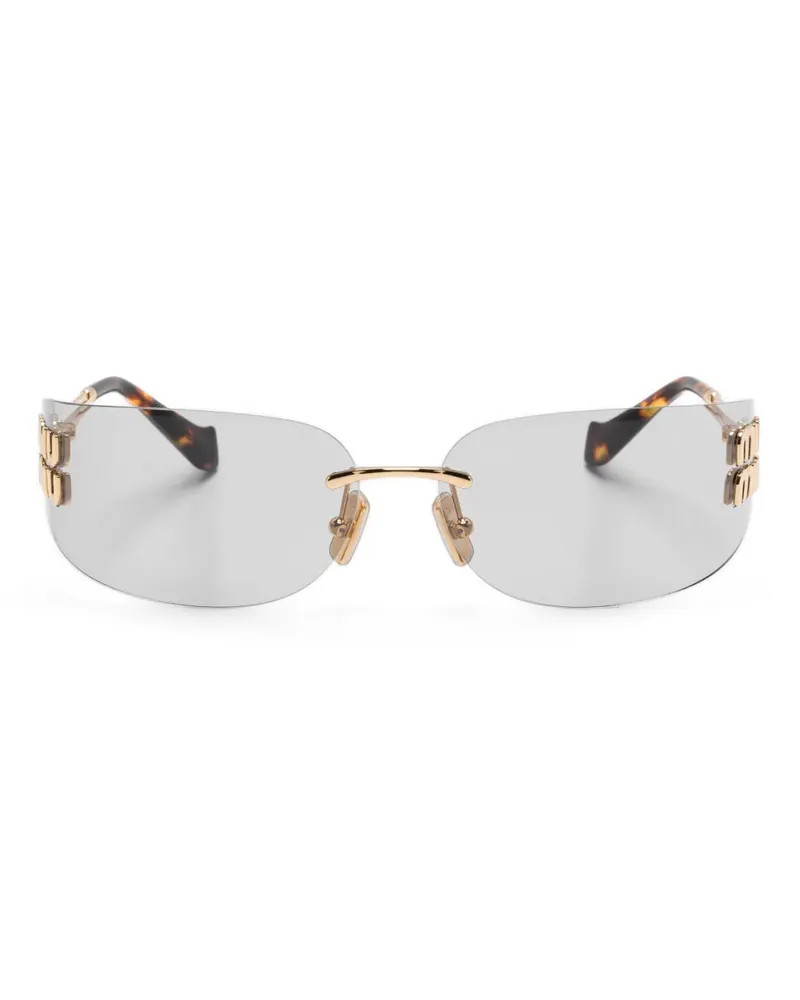 Miu Miu Sonnenbrille mit Logo-Schild - Gold Gold