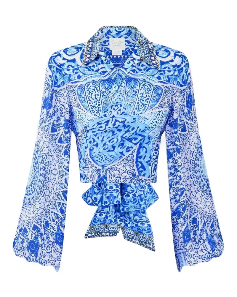 Camilla crystal-embellished wrap shirt - Blau Blau