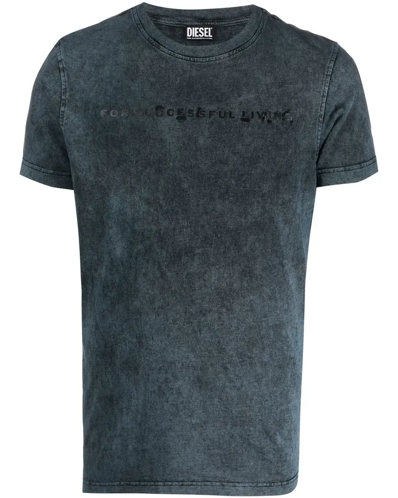 Diesel T-Shirt mit Slogan-Print - Blau Blau