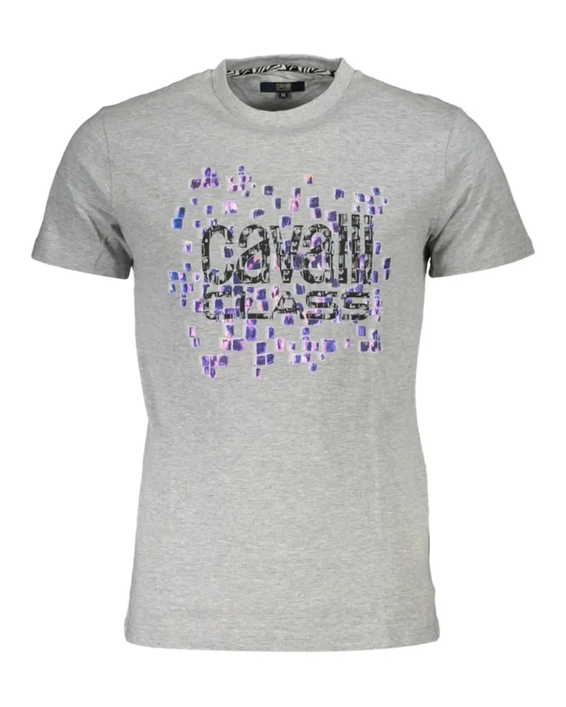 Roberto Cavalli pixelated logo-print T-shirt - Grau Grau