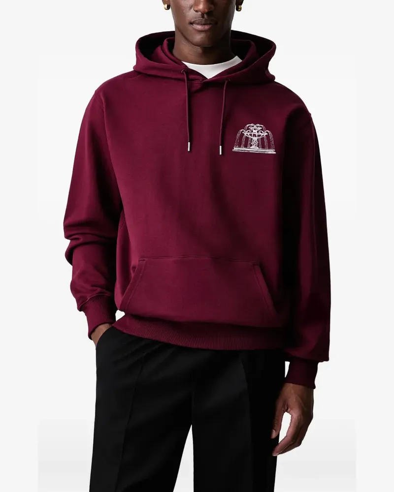 Drôle de Monsieur Hoodie mit Brunnen-Print - Rot Rot