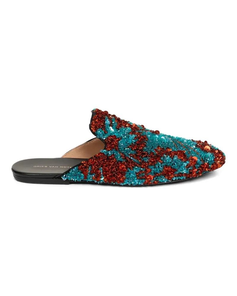Dries van Noten Slipper mit Pailletten - Blau Blau