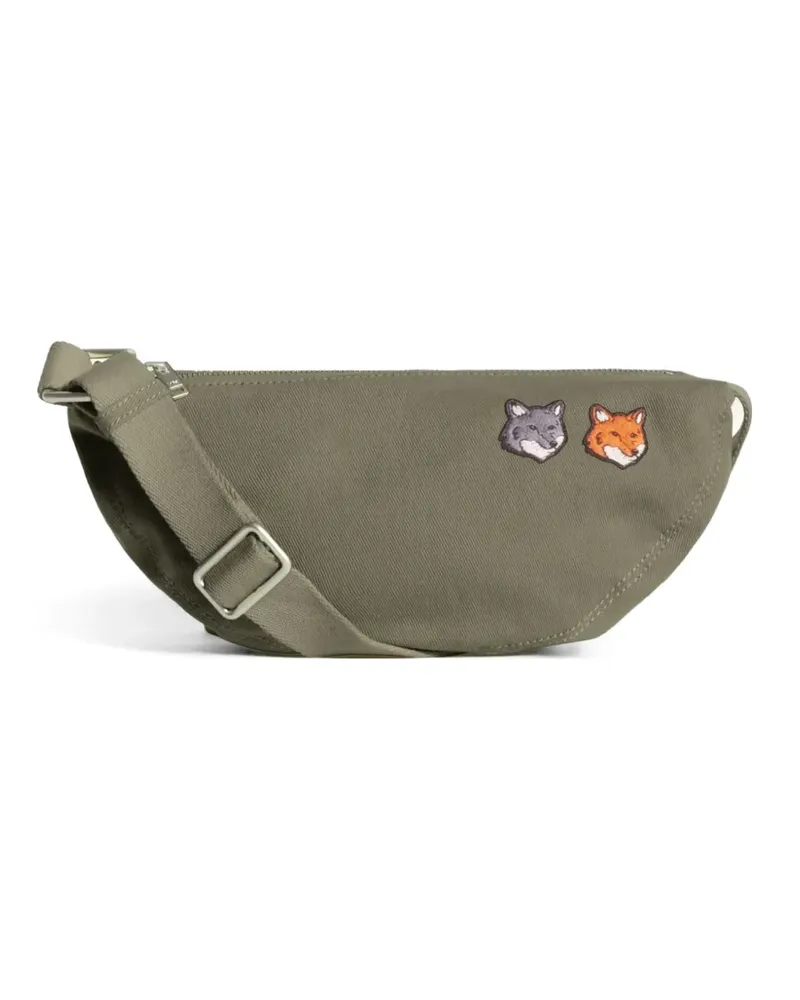 Kitsuné embroidered messenger bag - Grün Grün