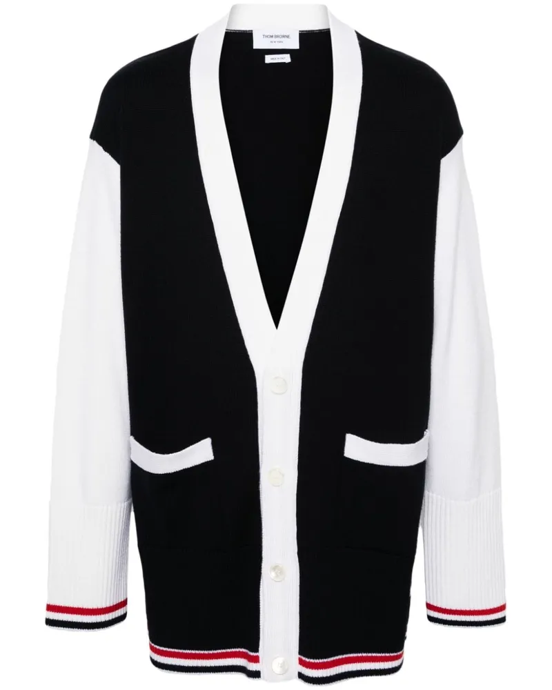 Thom Browne Schurwoll-Cardigan in Colour-Block-Optik - Blau Blau