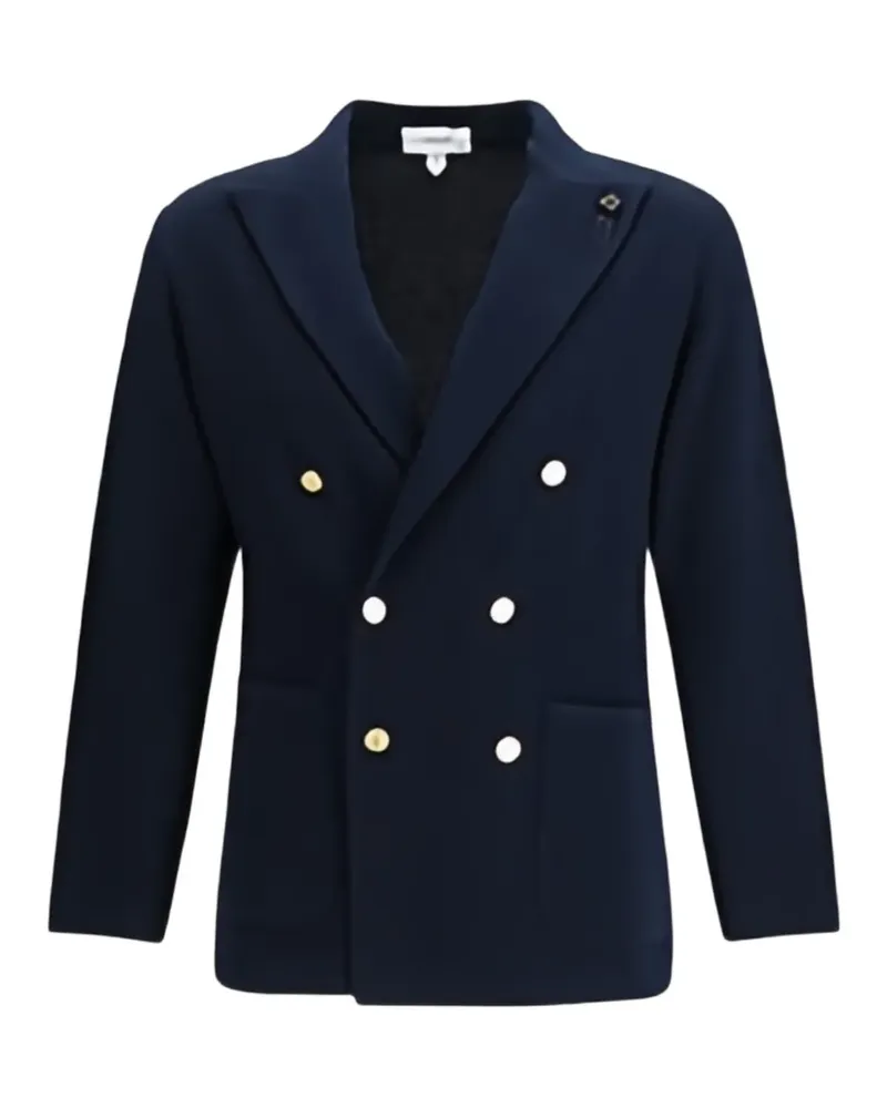 LARDINI double-breasted knitted blazer - Blau Blau