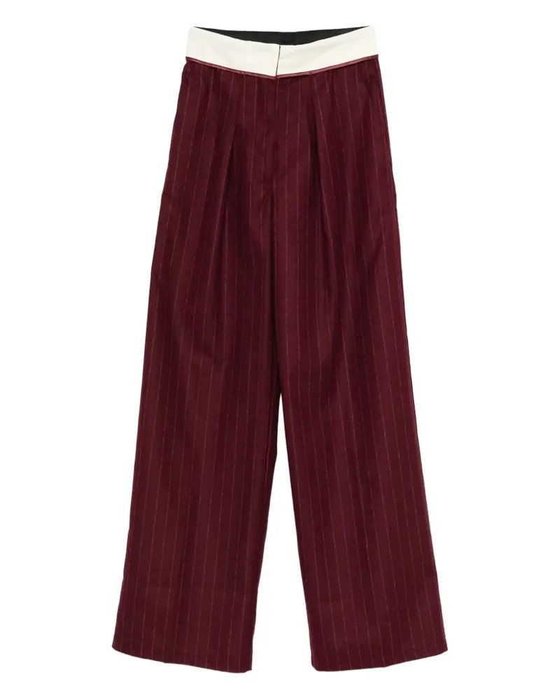 forte_forte Weite Hose mit Nadelstreifen - Rot Rot