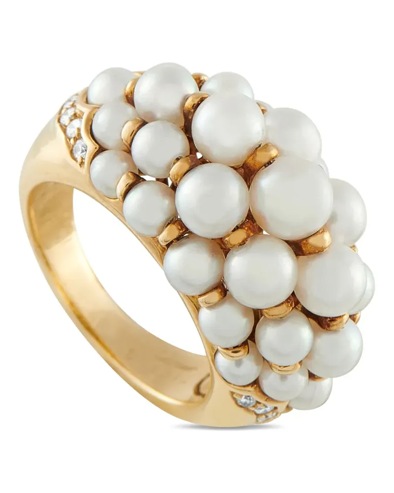 Cartier 1991 18K yellow gold dome-shaped diamond and pearl ring Gold