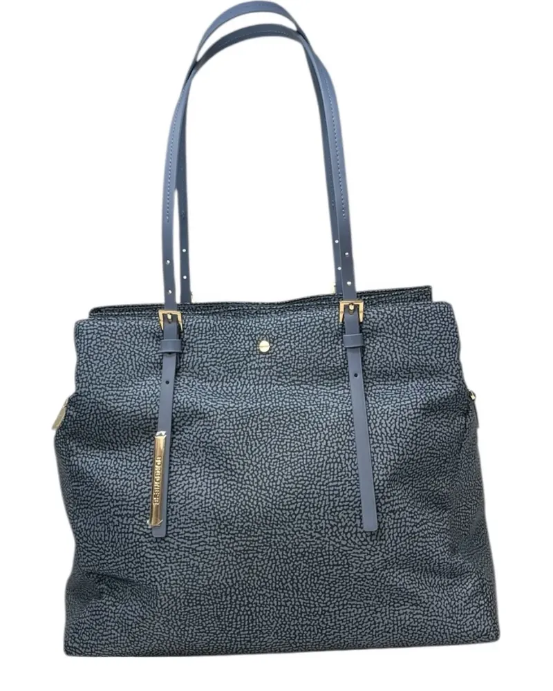 Borbonese Strukturierte Shopping Schultertasche - Blau Blau
