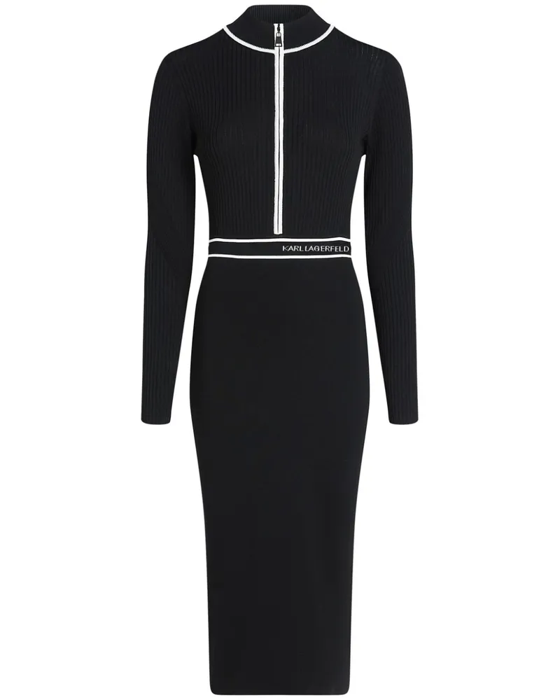 Karl Lagerfeld Strickkleid mit Logo-Intarsie - Schwarz Schwarz
