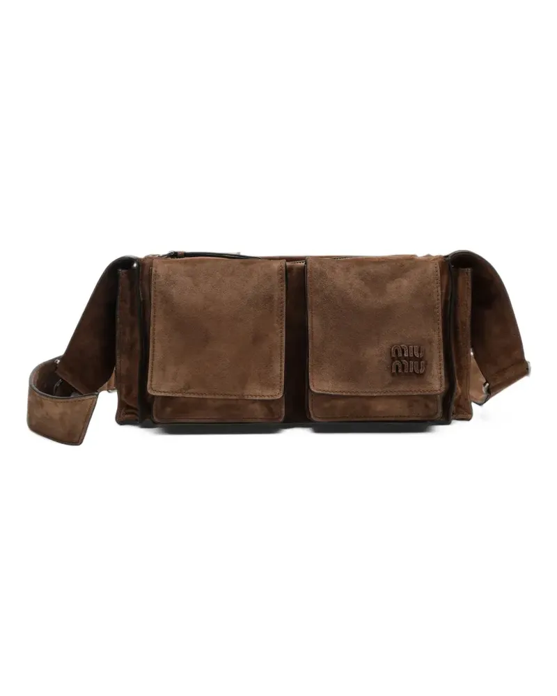 Miu Miu Utilitaire Umhängetasche aus Wildleder - Braun Braun