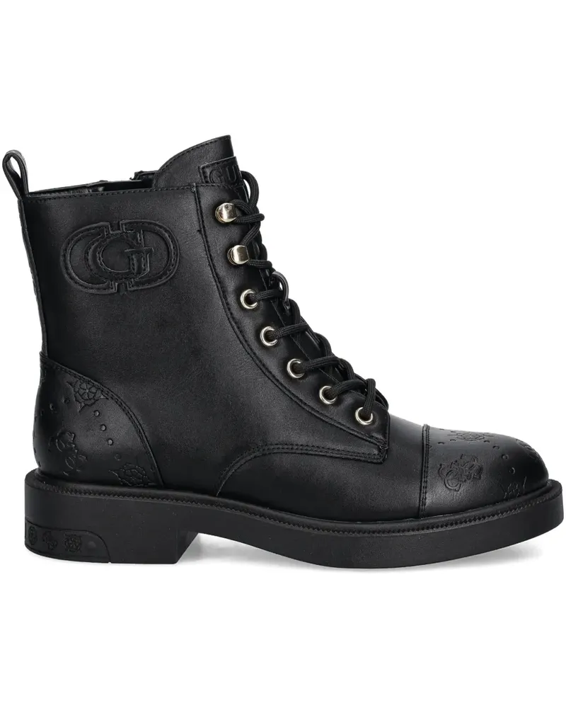 Guess Schnürstiefel mit Logo - Schwarz Schwarz