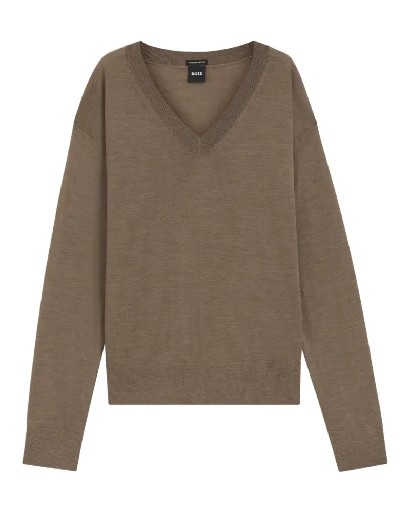 HUGO BOSS Pullover mit V-Ausschnitt - Braun Braun